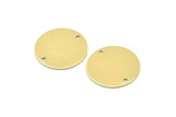 Brass Round Charm, 12 Raw Brass Round Connectors With 2 Holes, Blanks (20x0.70mm) M01362