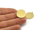 Brass Round Charm, 12 Textured Raw Brass Round Charms With 1 Loop, Blanks (23x20x0.70mm) M01370