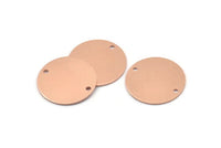 Copper Round Charm, 12 Raw Copper Round Connectors With 2 Holes, Blanks (20x0.80mm) M01366