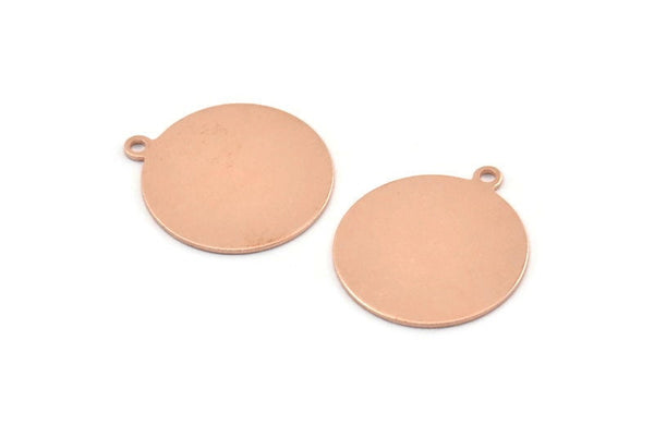 Bakır Yuvarlak Charm, 1 Döngülü 12 Ham Bakır Yuvarlak Charm, Boşluklar (23x20x0,70 mm) M01365