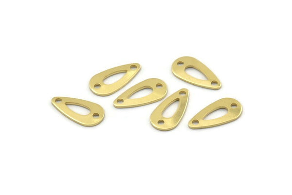 Brass Drop Charm, 50 Raw Brass Drop Charms With 2 Holes, Connectors (15x8x0.80mm) M01384