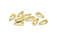 Brass Drop Charm, 50 Raw Brass Drop Charms With 2 Holes, Connectors (15x8x0.80mm) M01384