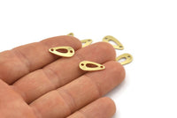 Brass Drop Charm, 50 Raw Brass Drop Charms With 2 Holes, Connectors (15x8x0.80mm) M01384