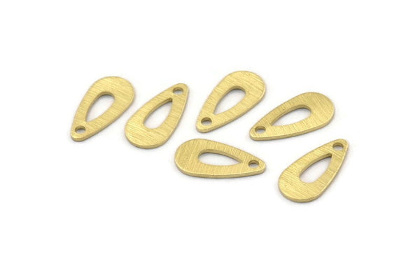 Brass Drop Charm, 50 Raw Brass Drop Charms With 1 Hole (15x8x0.80mm) M01386