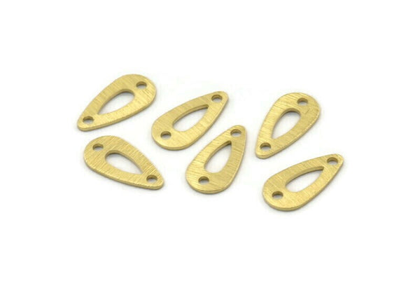 Brass Drop Charm, 50 Textured Raw Brass Drop Charms With 2 Holes, Connectors (15x8x0.80mm) M01387