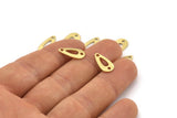 Brass Drop Charm, 50 Textured Raw Brass Drop Charms With 2 Holes, Connectors (15x8x0.80mm) M01387