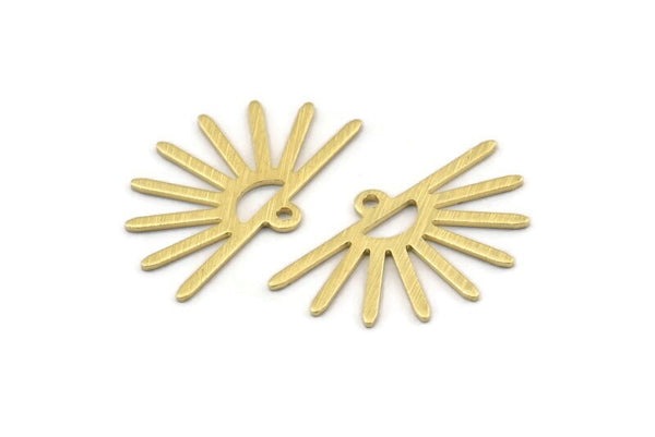 Brass Sun Charm, 24 Textured Raw Brass Sun Charms With 1 Loop (25x16x0.70mm) M01403