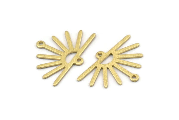 Brass Sun Charm, 24 Textured Raw Brass Sun Charms With 2 Loops (25x17x0.70mm) M01401