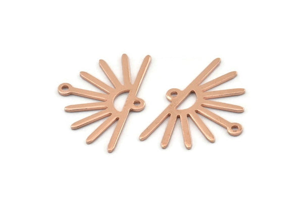 Copper Sun Charm, 24 Raw Copper Sun Charms With 2 Loops (25x17x0.70mm) M01409
