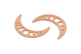 Coppe Moon Blank, 10 Raw Copper Moon Phases Stamping Blanks (36x9x0.80mm) M01471