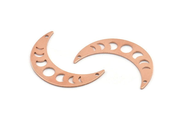 Bakır Ay Tılsımı, 2 Delikli 10 Ham Bakır Ay Evresi Tılsımı (36x9x0,80 mm) M01467
