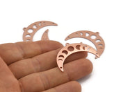 Bakır Ay Tılsımı, 1 Döngü ve 2 Delikli 10 Ham Bakır Ay Evresi Tılsımı (36x12x0,80 mm) M01469