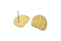 Brass Moon Earring, 8 Textured Raw Brass Half Moon Stud Earrings With 1 Hole, Earrings (19x15x0.80mm) D0769 A1936