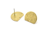Brass Moon Earring, 8 Textured Raw Brass Half Moon Stud Earrings With 1 Hole, Earrings (19x15x0.80mm) D0769 A1936