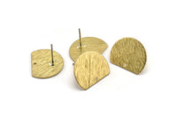 Brass Moon Earring, 8 Textured Raw Brass Half Moon Stud Earrings With 1 Hole, Earrings (19x15x0.80mm) D0769 A1936