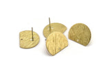 Brass Moon Earring, 8 Textured Raw Brass Half Moon Stud Earrings With 1 Hole, Earrings (19x15x0.80mm) D0769 A1936