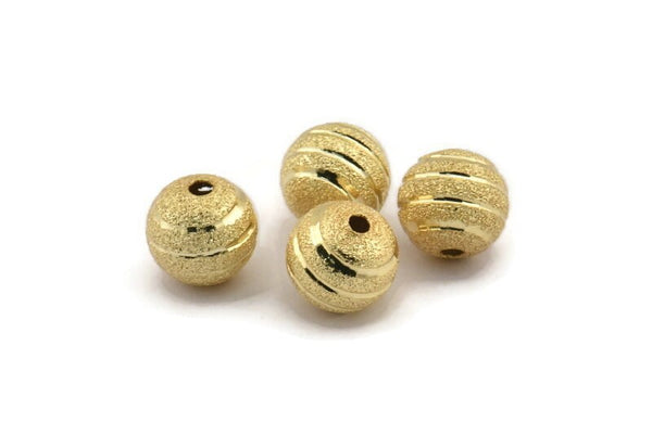 Gold Ball Bead, 6 Gold Plated Brass Spacer Beads, Findings (10mm) D1266 Q1000