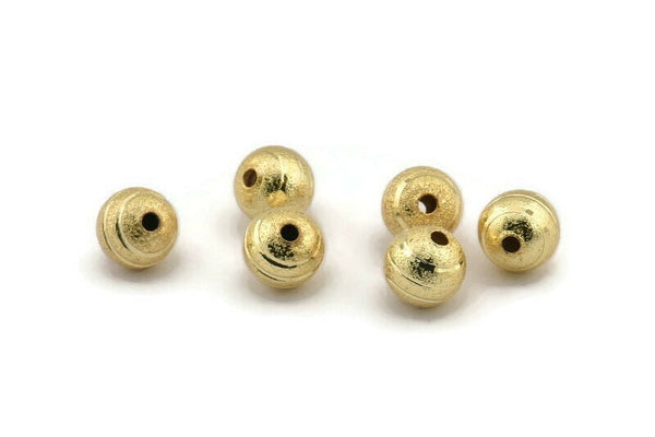 Gold Ball Bead, 12 Gold Plated Brass Spacer Beads, Findings (8mm) D1267 Q0706