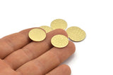 Brass Round Tag, 12 Hammered Raw Brass Round Stamping Blanks, Findings (16x0.80mm) M01507