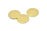 Brass Round Tag, 6 Hammered Raw Brass Round Stamping Blanks, Findings (25x0.80mm) M01509