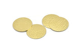 Brass Round Tag, 6 Hammered Raw Brass Round Stamping Blanks, Findings (25x0.80mm) M01509