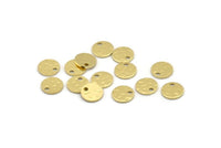 Brass Round Charm, 50 Hammered Raw Brass Round Charms With 1 Hole, Findings (8x0.80mm) M01521