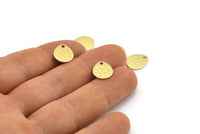 Brass Drop Charm, 12 Hammered Raw Brass Drop Charms With 1 Hole, Stamping Blanks (12x0.70mm) M01510