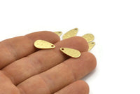 Brass Drop Charm, 50 Hammered Raw Brass Drop Charms With 1 Hole (15x8x0.80mm) M01476