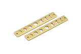 Brass Rectangle Charm, 10 Hammered Raw Brass Moon Phases Charms With 2 Holes, Stamping Blanks (40x6x0.80mm) M01515