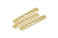 Brass Rectangle Charm, 10 Hammered Raw Brass Moon Phases Charms With 2 Holes, Stamping Blanks (40x6x0.80mm) M01515