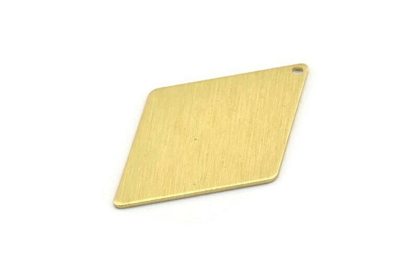 Brass Diamond Charm, 6 Textured Raw Brass Diamond Charms With 1 Hole (40x26x0.80mm) M01512