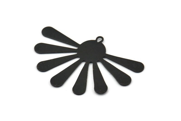 Black Sun Charm, 4 Oxidized Black Brass Sun Pendants With 1 Loop, Findings (44x32x0.80mm) A1476 S1118