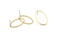 Brass Oval Earring, 10 Raw Brass Oval Stud Earrings (16x26x0.8mm) BS 1861 A1761