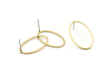 Brass Oval Earring, 10 Raw Brass Oval Stud Earrings (16x26x0.8mm) BS 1861 A1761