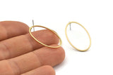 Brass Oval Earring, 10 Raw Brass Oval Stud Earrings (16x26x0.8mm) BS 1861 A1761