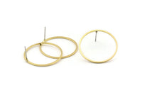Brass Circle Earring, 10 Raw Brass Circle Stud Earrings (28x1x1mm) BS 1090 A1750