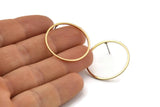 Brass Circle Earring, 10 Raw Brass Circle Stud Earrings (28x1x1mm) BS 1090 A1750