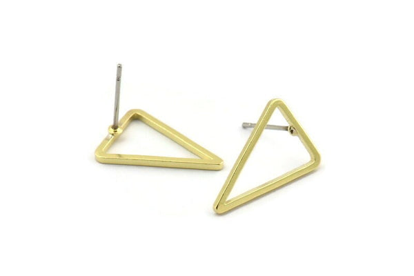 Brass Triangle Earring, 10 Raw Brass Triangle Stud Earrings (16x12x1mm) BS 2346 A1768