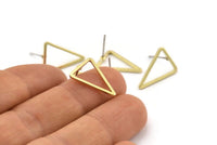 Brass Triangle Earring, 10 Raw Brass Triangle Stud Earrings (16x12x1mm) BS 2346 A1768