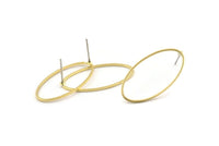 Brass Oval Earring, 10 Raw Brass Oval Stud Earrings (30x15x1x0.8mm) BS 2333 A1771