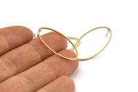 Brass Oval Earring, 10 Raw Brass Oval Stud Earrings (30x15x1x0.8mm) BS 2333 A1771