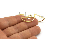 Brass Moon Earring, 10 Raw Brass Semi Circle Stud Earrings (10x23x1mm) A1701 A1840