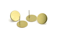 Brass Round Earring, 6 Raw Brass Round Stud Earrings (15x0.80mm) Y037 A1805