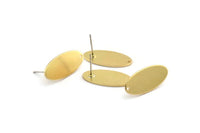 Brass Oval Earring, 6 Raw Brass Oval Stud Earrings With 1 Hole (23x11x1mm) D984 A1831