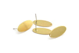 Brass Oval Earring, 6 Raw Brass Oval Stud Earrings With 1 Hole (23x11x1mm) D984 A1831