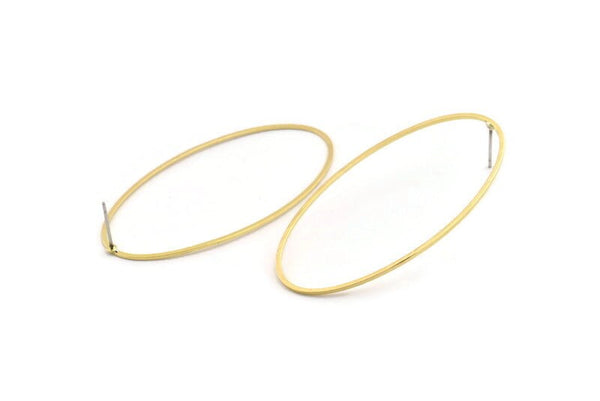 Brass Oval Earring, 6 Raw Brass Oval Stud Earrings (27x54x1mm) BS 2331 A1759