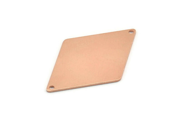 Copper Diamond Charm, 6 Raw Copper Diamond Charms With 2 Holes, Rhombus Blanks (40x26x0.80mm) M01533
