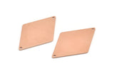 Bakır Elmas Tılsım, 2 Delikli 6 Ham Bakır Elmas Tılsım, Eşkenar Dörtgen Boşluklar (40x26x0,80 mm) M01533
