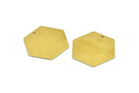 Brass Hexagon Charm, 4 Textured Raw Brass Hexagon Charms With 1 Hole, Blanks (30x0.80mm) A1987