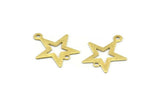 Brass Star Charm, 50 Textured Raw Brass Star Charms With 2 Holes (18x15x0.40mm) A1983